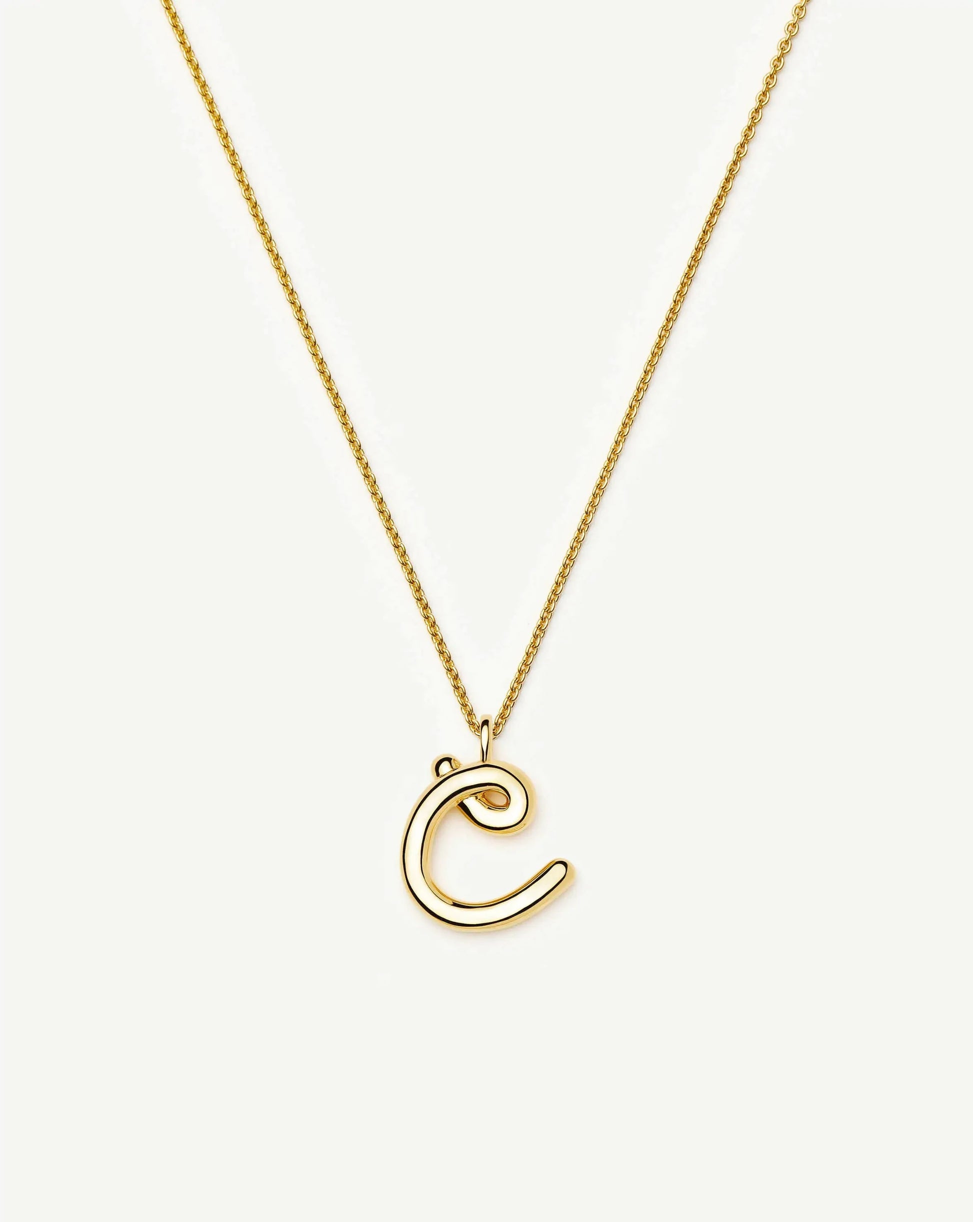 Curly Molten Initial Pendant Necklace - C | 18ct Gold Vermeil Necklaces Missoma 