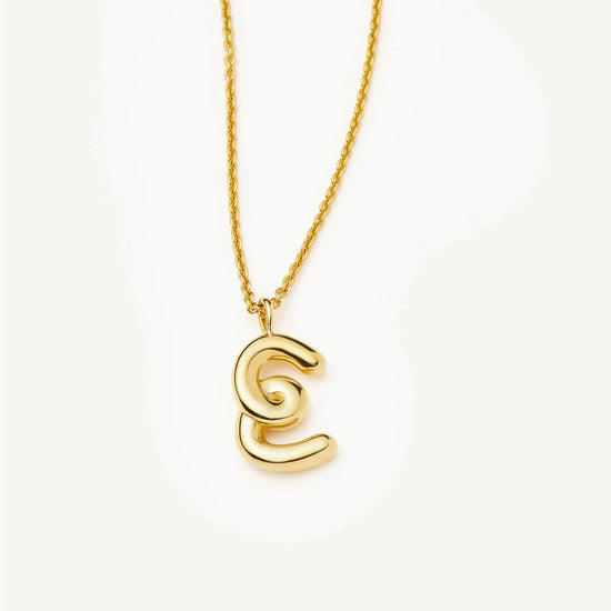 Curly Molten Initial Pendant Necklace - E | 18ct Gold Vermeil Necklaces Missoma 