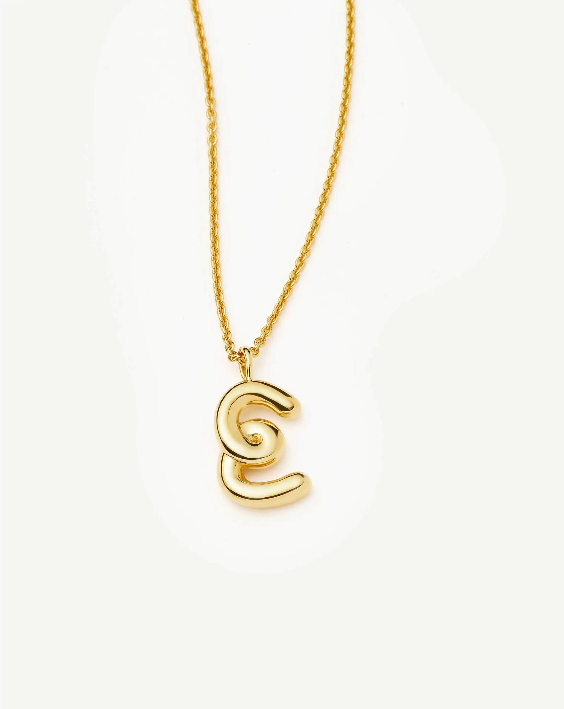 Curly Molten Initial Pendant Necklace - E | 18ct Gold Vermeil Necklaces Missoma 