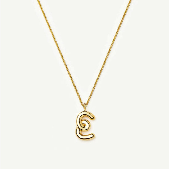 Curly Molten Initial Pendant Necklace - E | 18ct Gold Vermeil Necklaces Missoma 