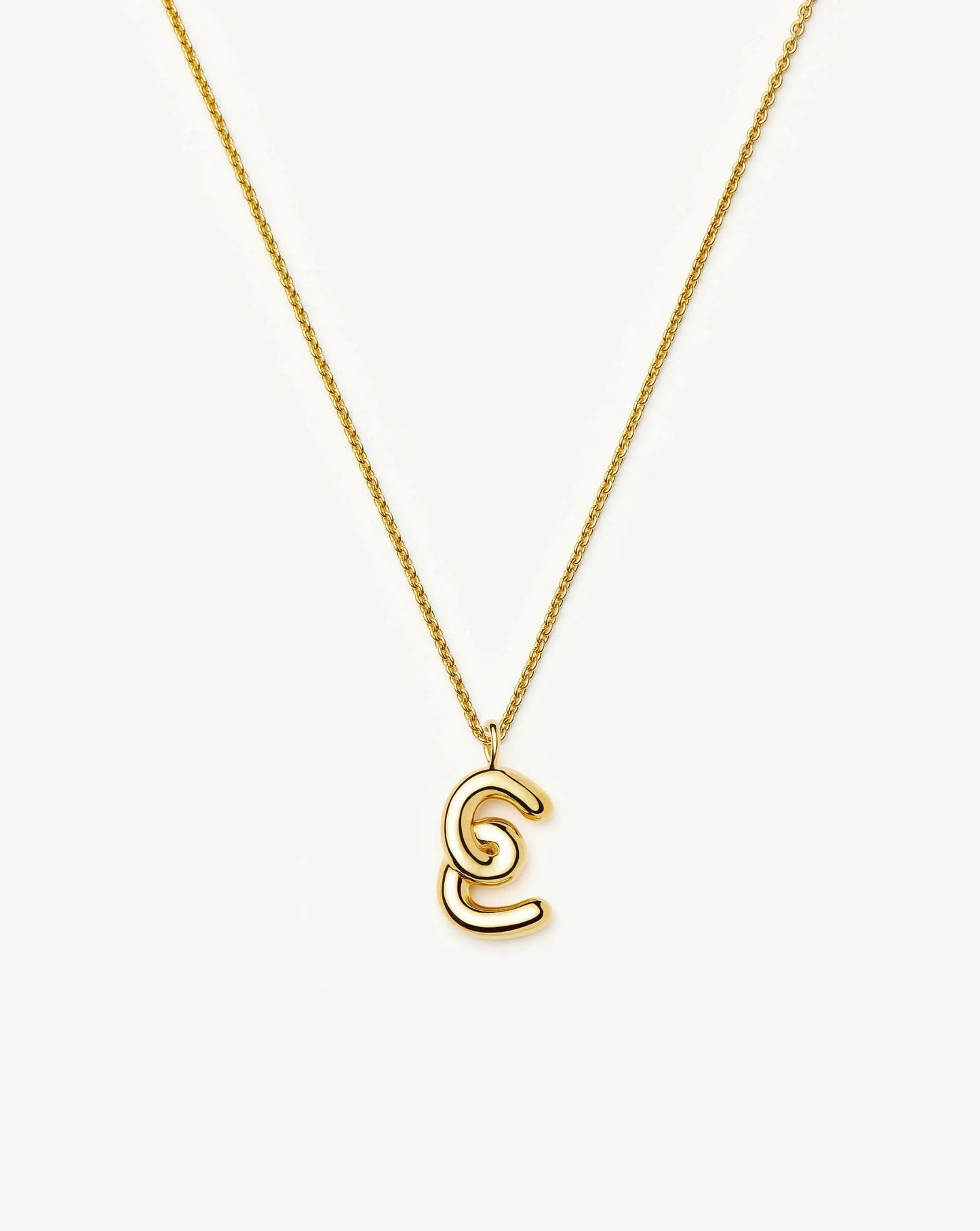 Curly Molten Initial Pendant Necklace - E | 18ct Gold Vermeil Necklaces Missoma 