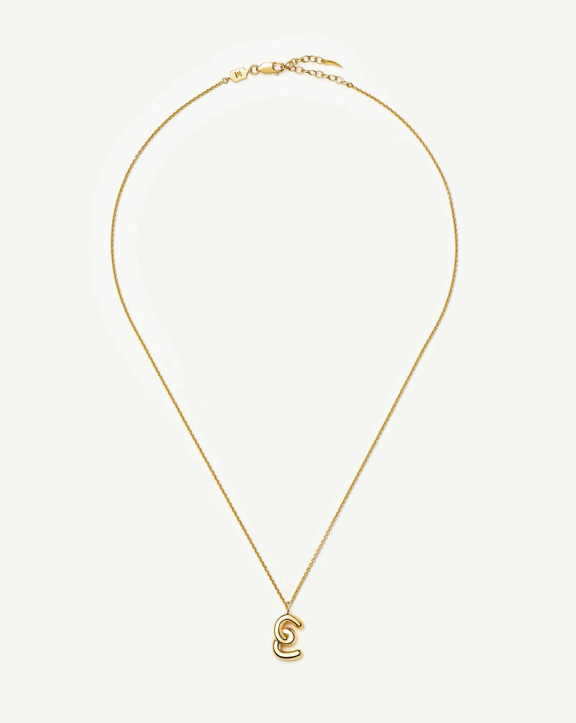 Curly Molten Initial Pendant Necklace - E | 18ct Gold Vermeil Necklaces Missoma 