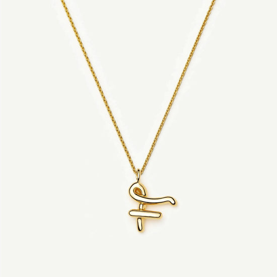 Curly Molten Initial Pendant Necklace - F | 18ct Gold Vermeil Necklaces Missoma 