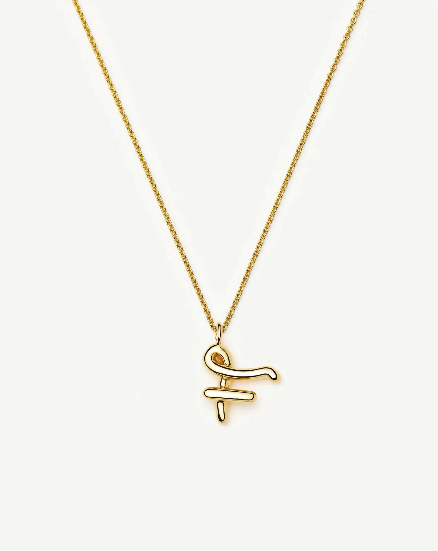 Curly Molten Initial Pendant Necklace - F | 18ct Gold Vermeil Necklaces Missoma 