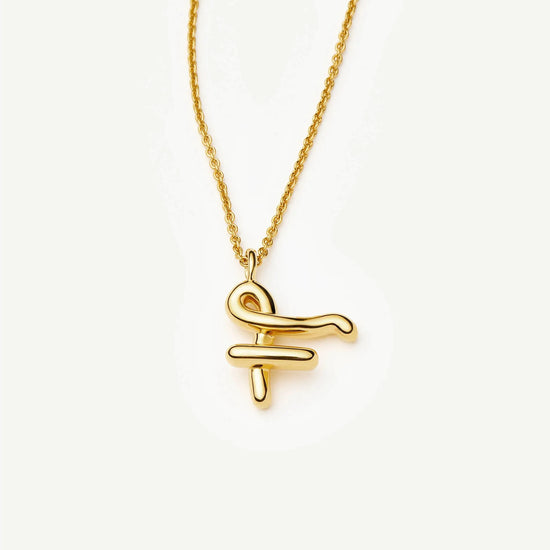 Curly Molten Initial Pendant Necklace - F | 18ct Gold Vermeil Necklaces Missoma 