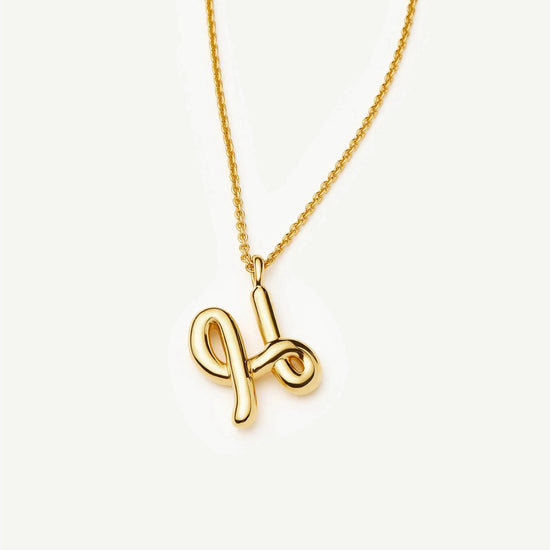 Curly Molten Initial Pendant Necklace - H | 18ct Gold Vermeil Necklaces Missoma 
