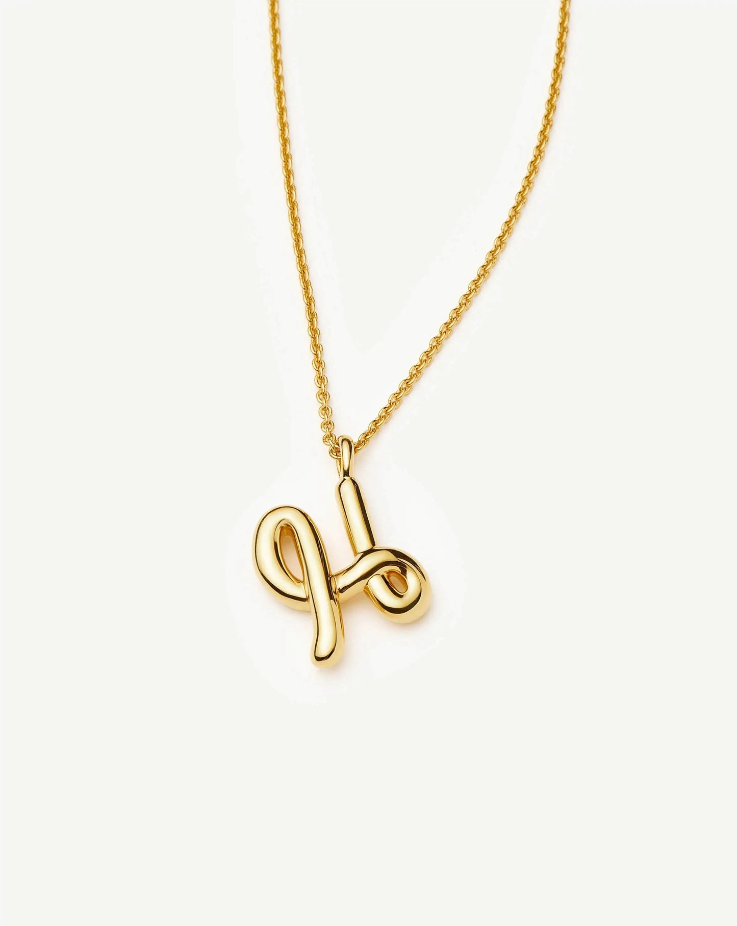 Curly Molten Initial Pendant Necklace - H | 18ct Gold Vermeil Necklaces Missoma 