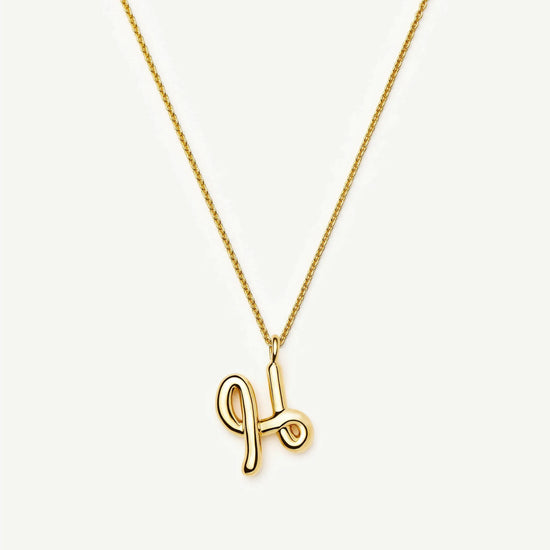 Curly Molten Initial Pendant Necklace - H | 18ct Gold Vermeil Necklaces Missoma 