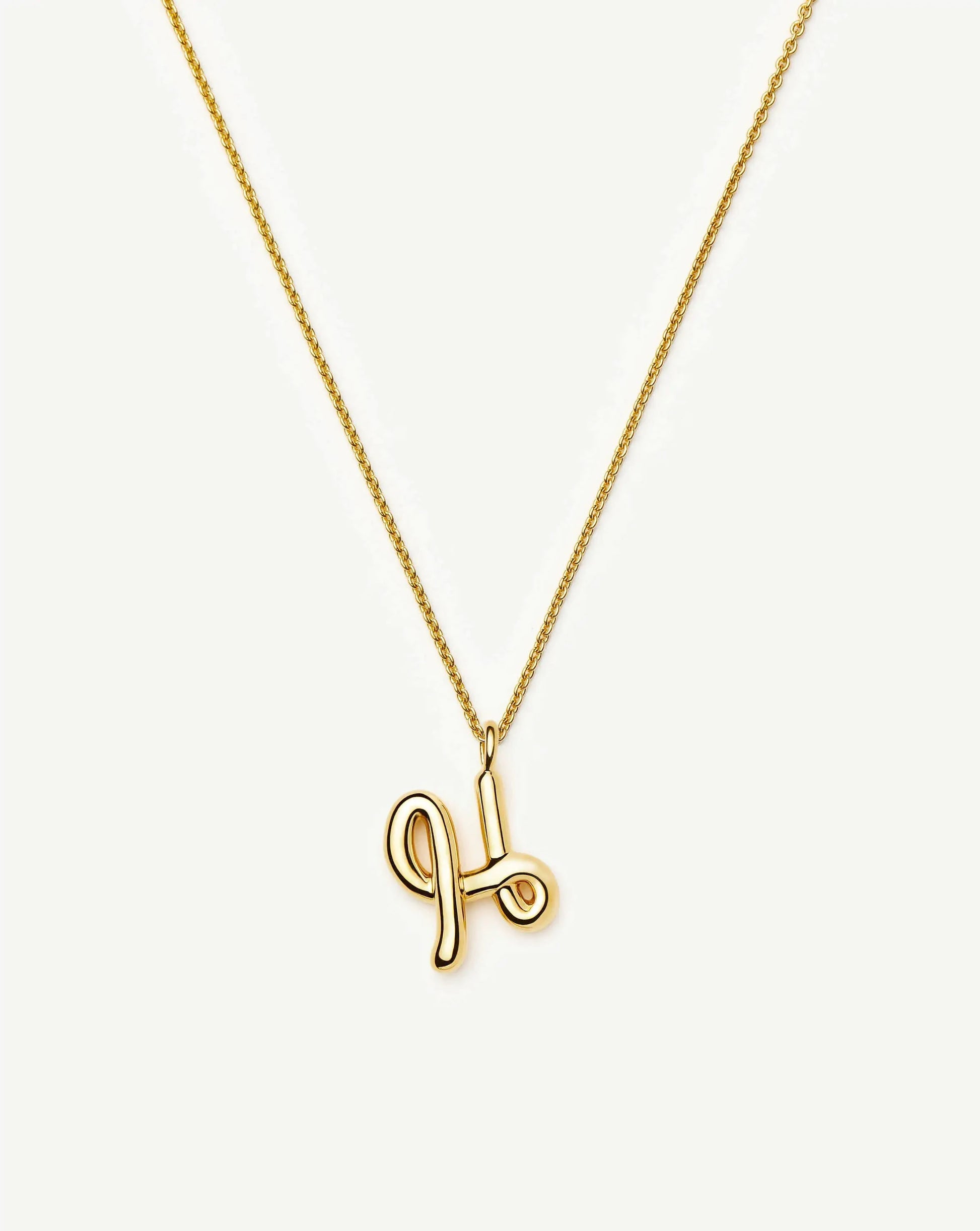 Curly Molten Initial Pendant Necklace - H | 18ct Gold Vermeil Necklaces Missoma 