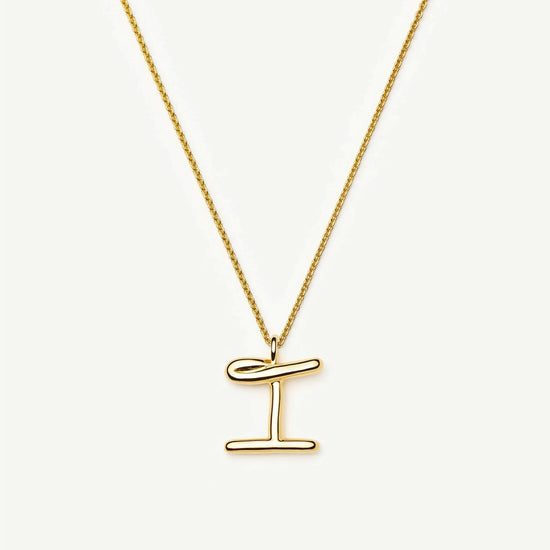 Curly Molten Initial Pendant Necklace - I | 18ct Gold Vermeil Necklaces Missoma 