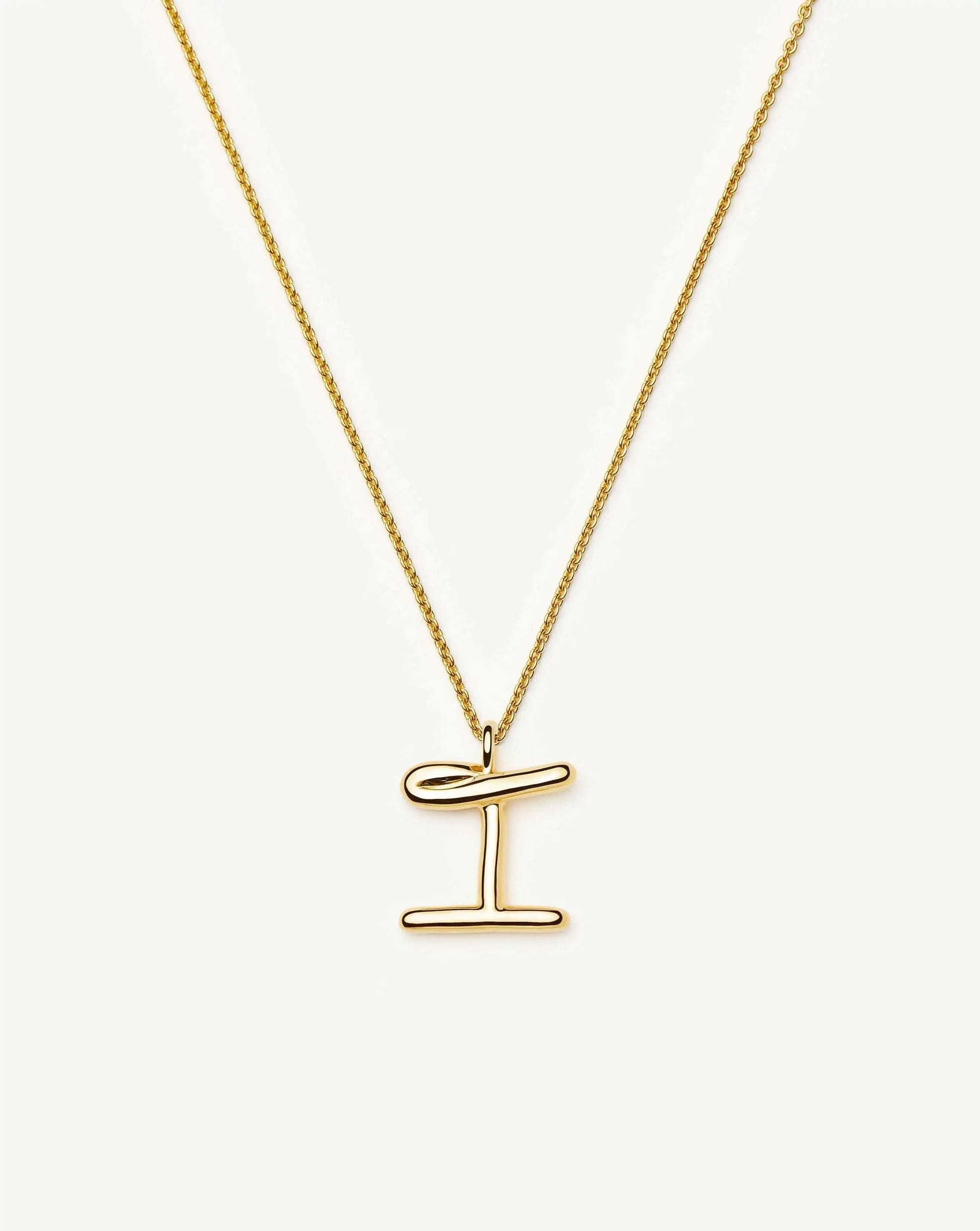Curly Molten Initial Pendant Necklace - I | 18ct Gold Vermeil Necklaces Missoma 