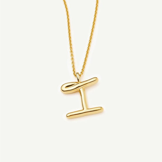 Curly Molten Initial Pendant Necklace - I | 18ct Gold Vermeil Necklaces Missoma 