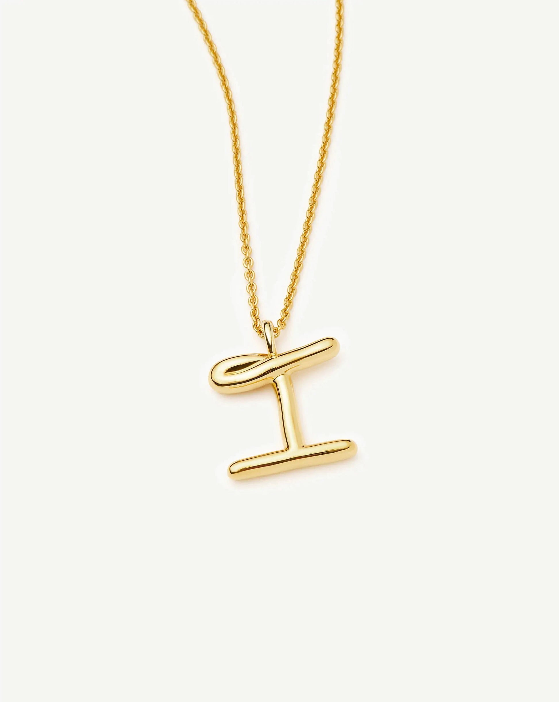 Curly Molten Initial Pendant Necklace - I | 18ct Gold Vermeil Necklaces Missoma 