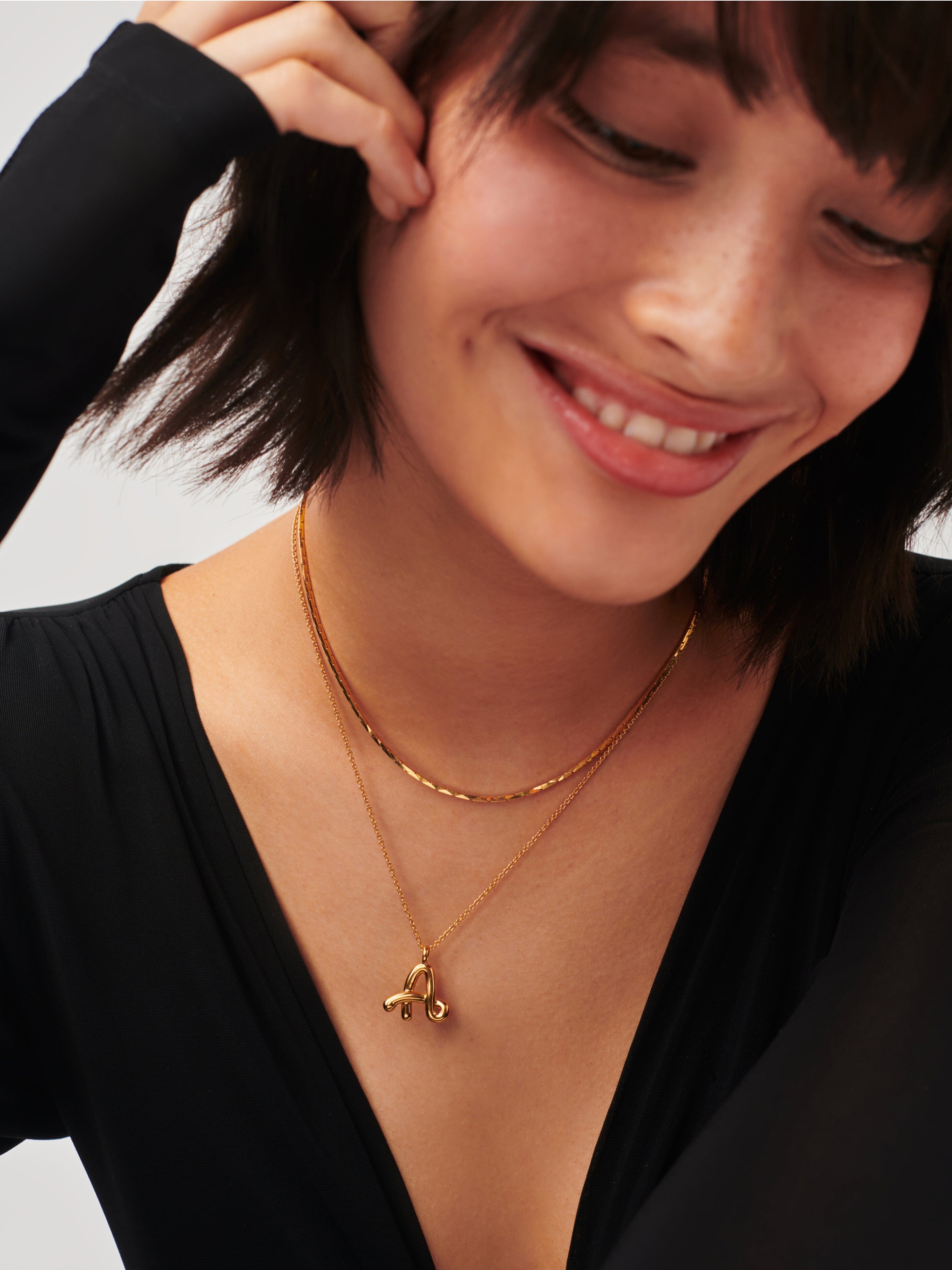 Unforgettable Gifts for Mom - Handpicked 14ct Gold Jewelry at Missoma UK 1 Curly Molten Initial Pendant Necklace - Initial A | 18ct Gold Plated Vermeil Necklaces Missoma