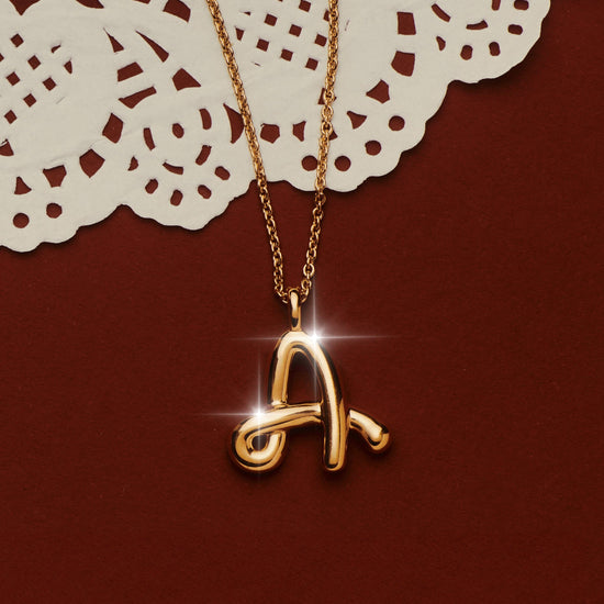 Curly Molten Initial Pendant Necklace - Initial A | 18ct Gold Vermeil Necklaces Missoma 