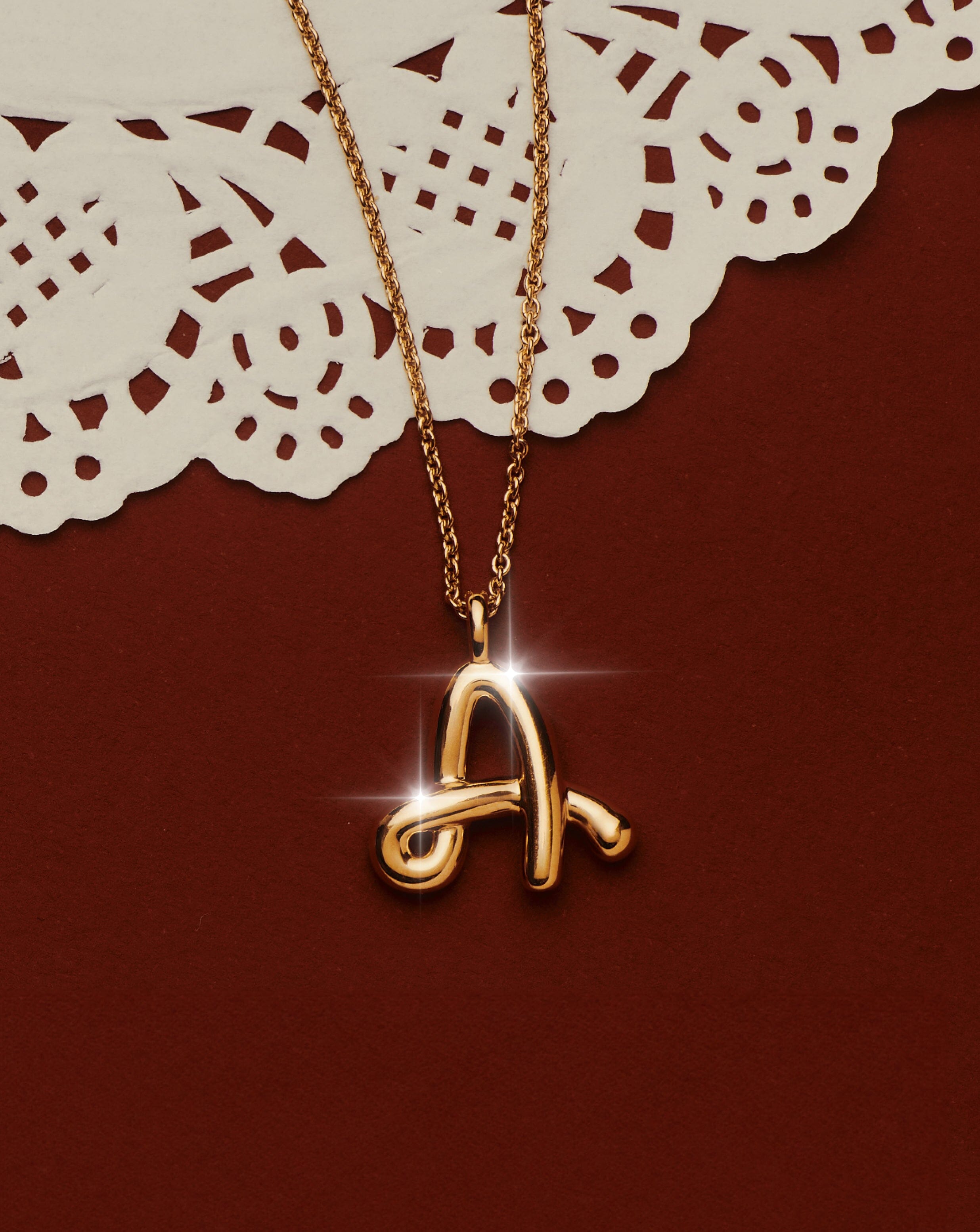 Curly Molten Initial Pendant Necklace - Initial A | 18ct Gold Vermeil Necklaces Missoma 
