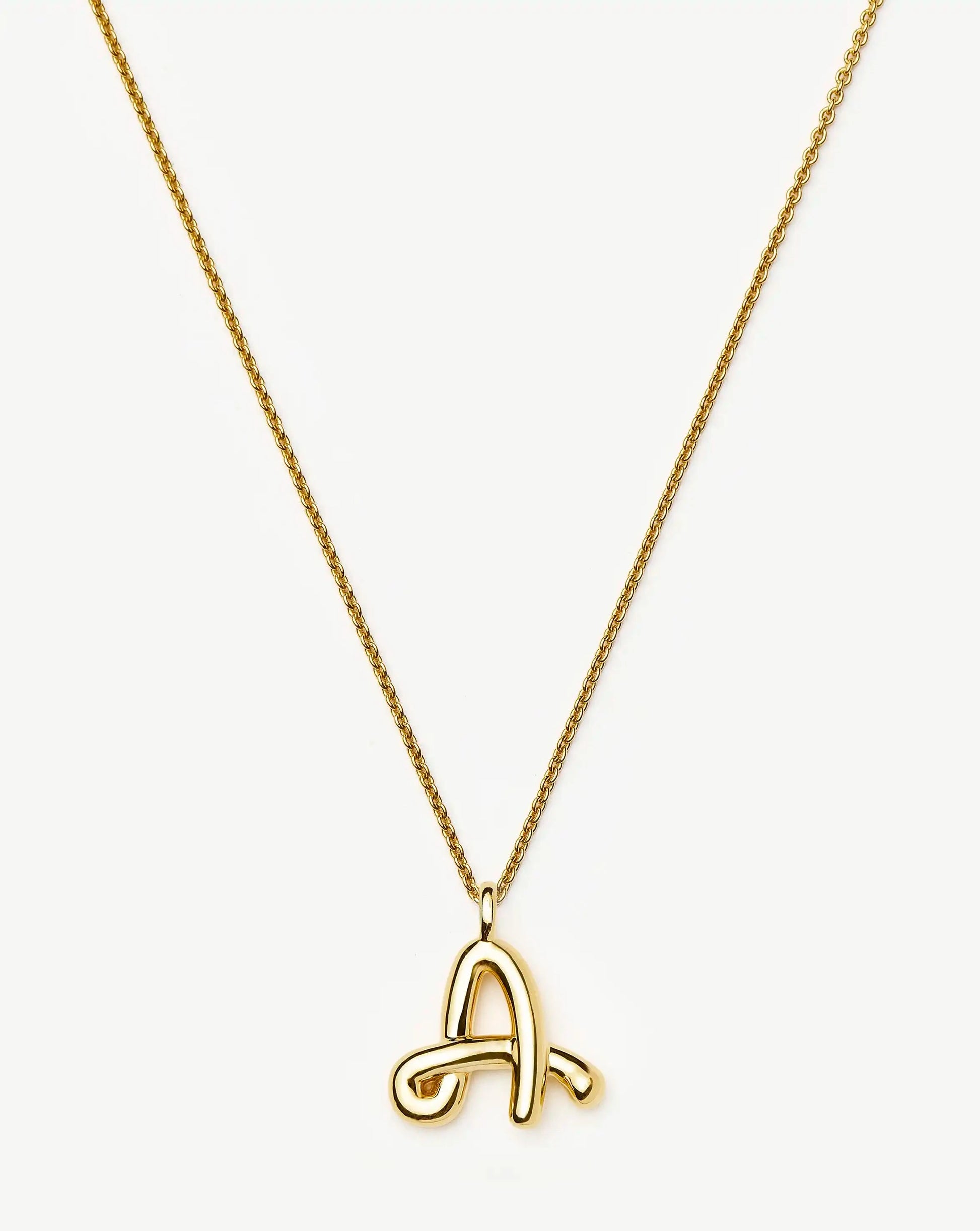 Curly Molten Initial Pendant Necklace - Initial A | 18ct Gold Vermeil Necklaces Missoma 
