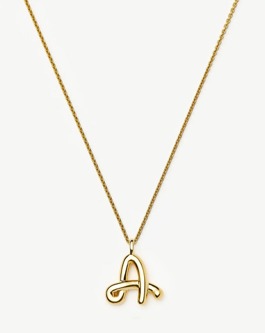 Curly Molten Initial Pendant Necklace - Initial A | 18ct Gold Vermeil Necklaces Missoma 