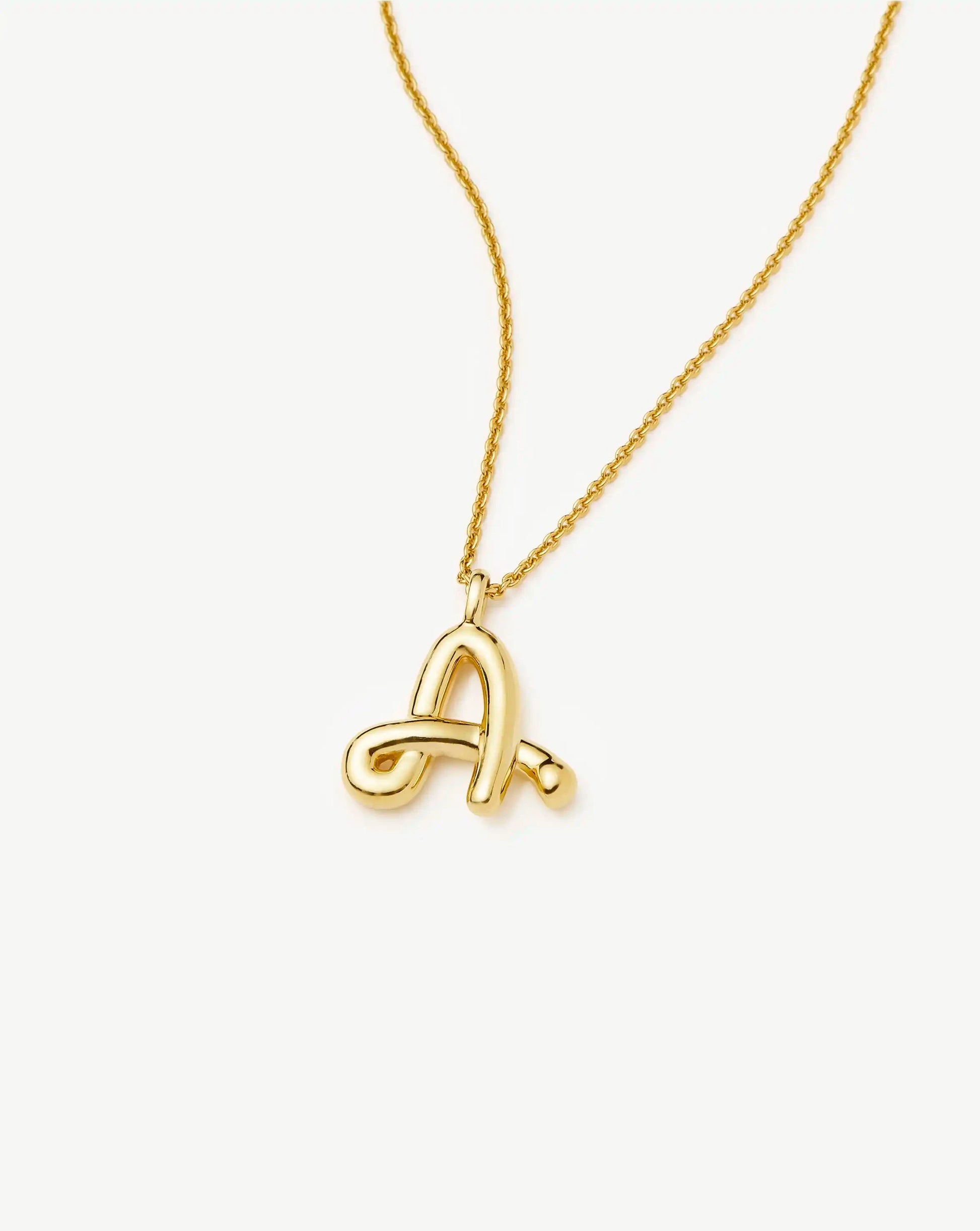 Curly Molten Initial Pendant Necklace - Initial A | 18ct Gold Vermeil Necklaces Missoma 