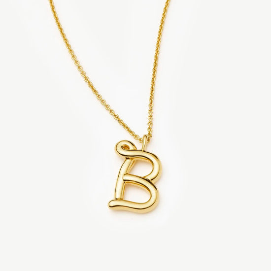Curly Molten Initial Pendant Necklace - Initial B | 18ct Gold Vermeil Necklaces Missoma 