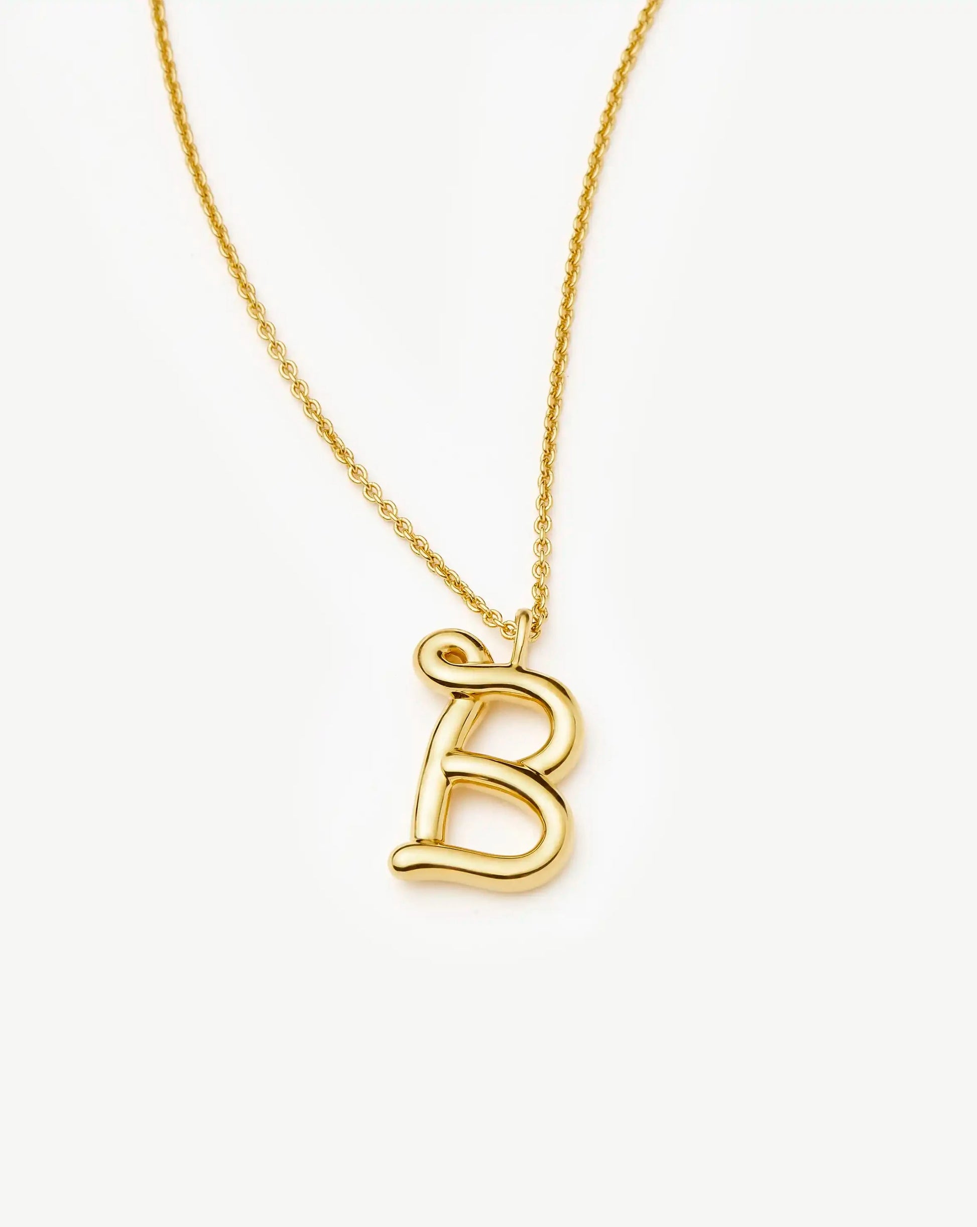 Curly Molten Initial Pendant Necklace - Initial B | 18ct Gold Vermeil Necklaces Missoma 