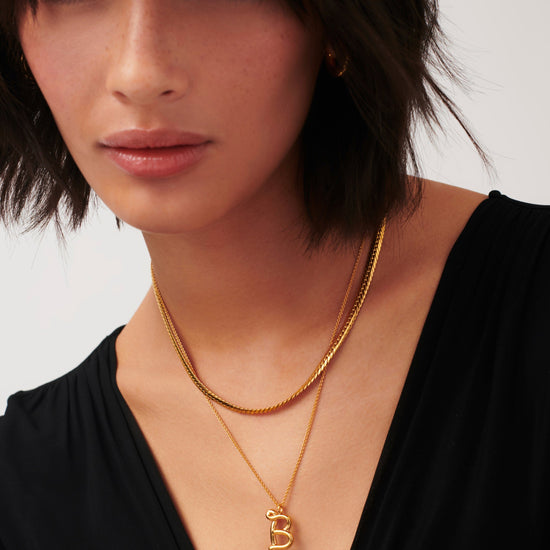 Curly Molten Initial Pendant Necklace - Initial B | 18ct Gold Vermeil Necklaces Missoma 