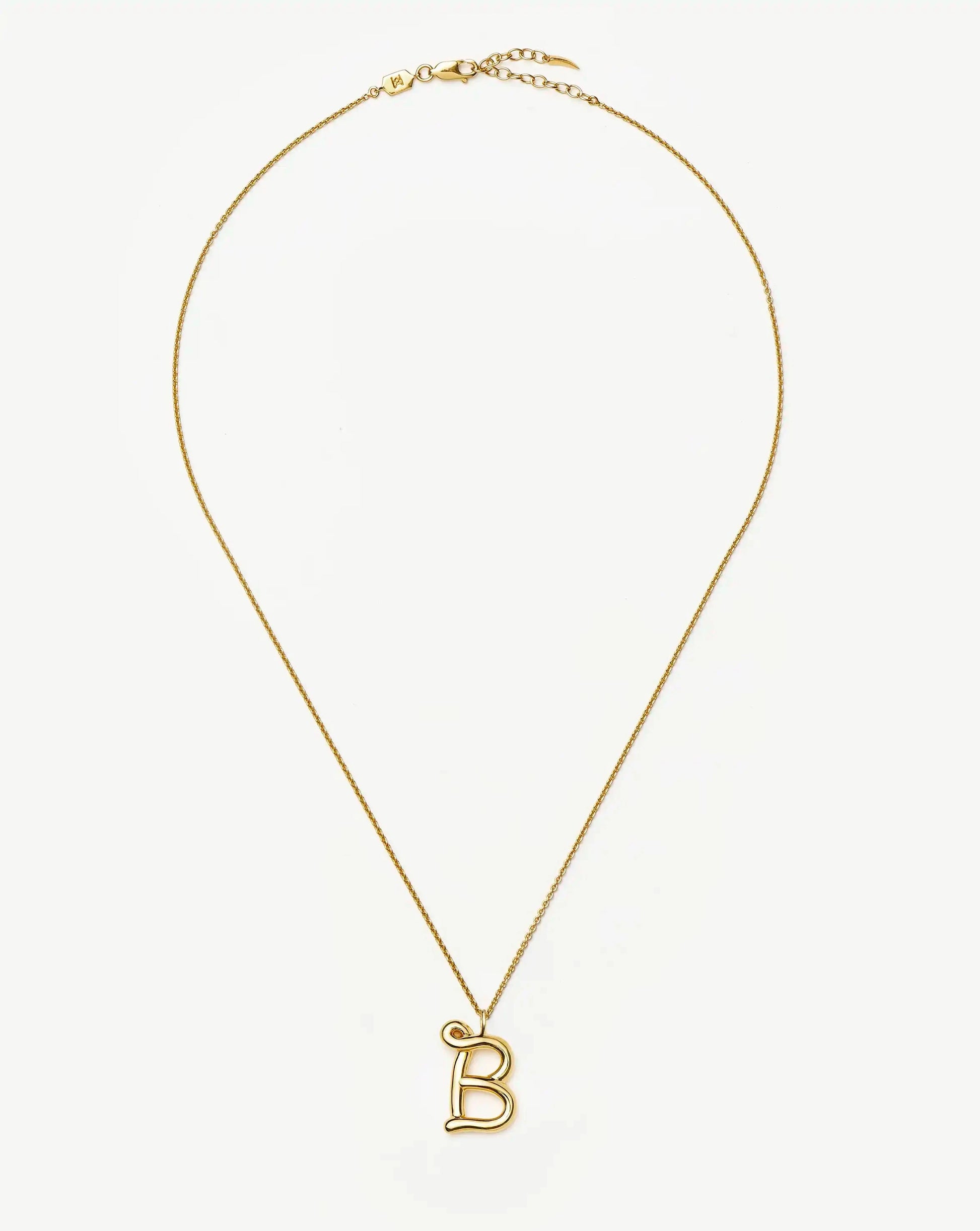 Curly Molten Initial Pendant Necklace - Initial B | 18ct Gold Vermeil Necklaces Missoma 