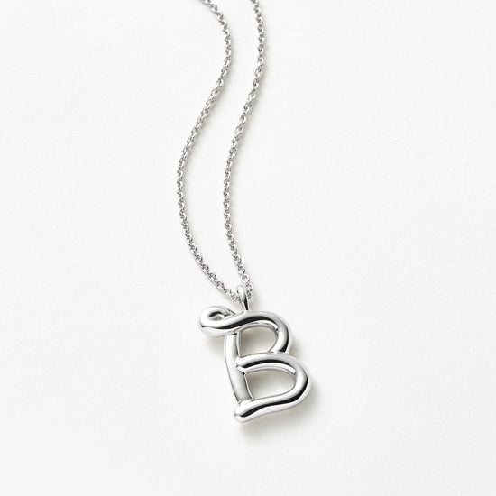 Curly Molten Initial Pendant Necklace - Initial B | Sterling Silver Necklaces Missoma 