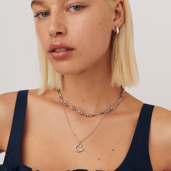 Curly Molten Initial Pendant Necklace - Initial C | Sterling Silver Necklaces Missoma 