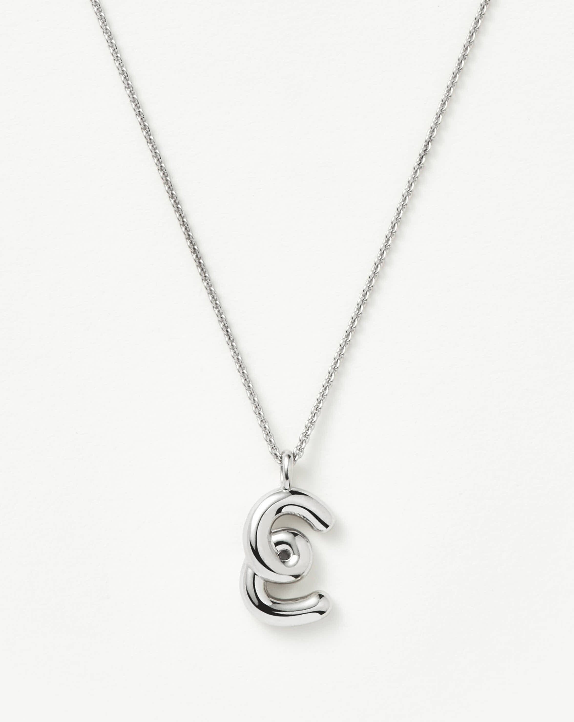 Curly Molten Initial E Silver Pendant Necklace | Missoma UK