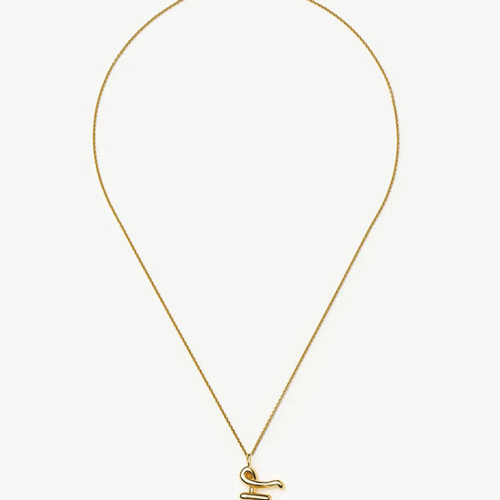 Curly Molten Initial Pendant Necklace - Initial F | 18ct Gold Vermeil Necklaces Missoma 