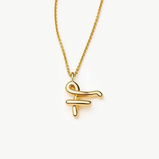 Curly Molten Initial Pendant Necklace - Initial F | 18ct Gold Vermeil Necklaces Missoma 