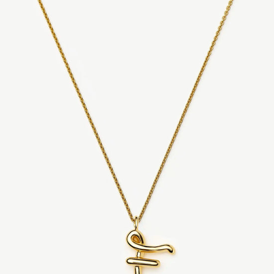 Curly Molten Initial Pendant Necklace - Initial F | 18ct Gold Vermeil Necklaces Missoma 