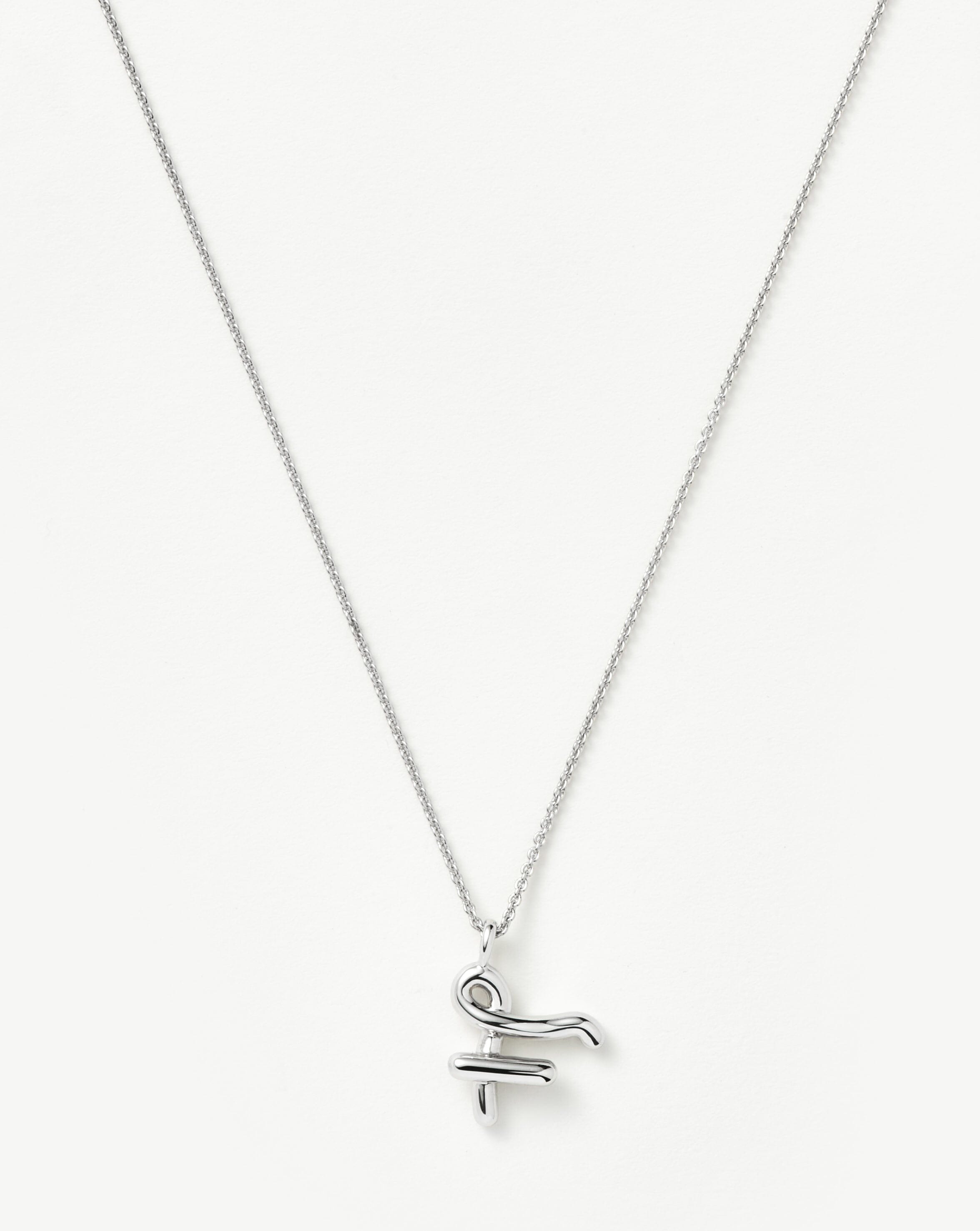 Curly Molten Initial Pendant Necklace - Initial F | Sterling Silver Necklaces Missoma 