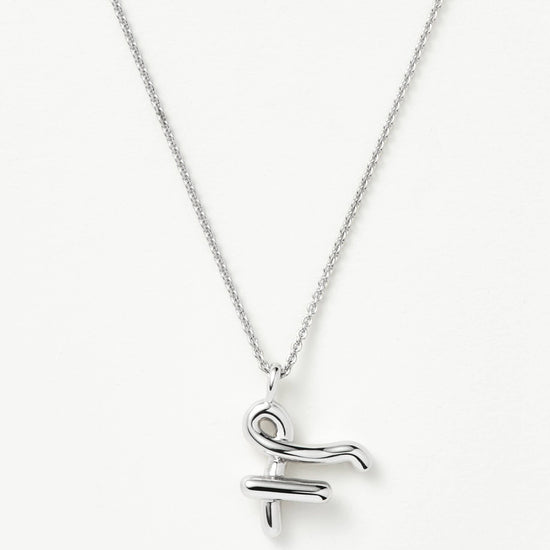 Curly Molten Initial Pendant Necklace - Initial F | Sterling Silver Necklaces Missoma 