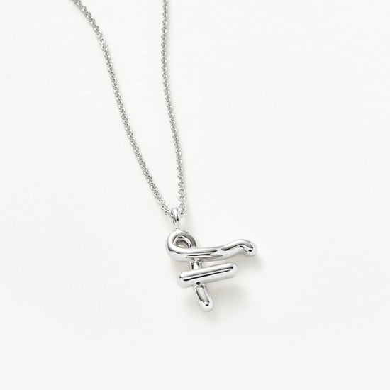 Curly Molten Initial Pendant Necklace - Initial F | Sterling Silver Necklaces Missoma 