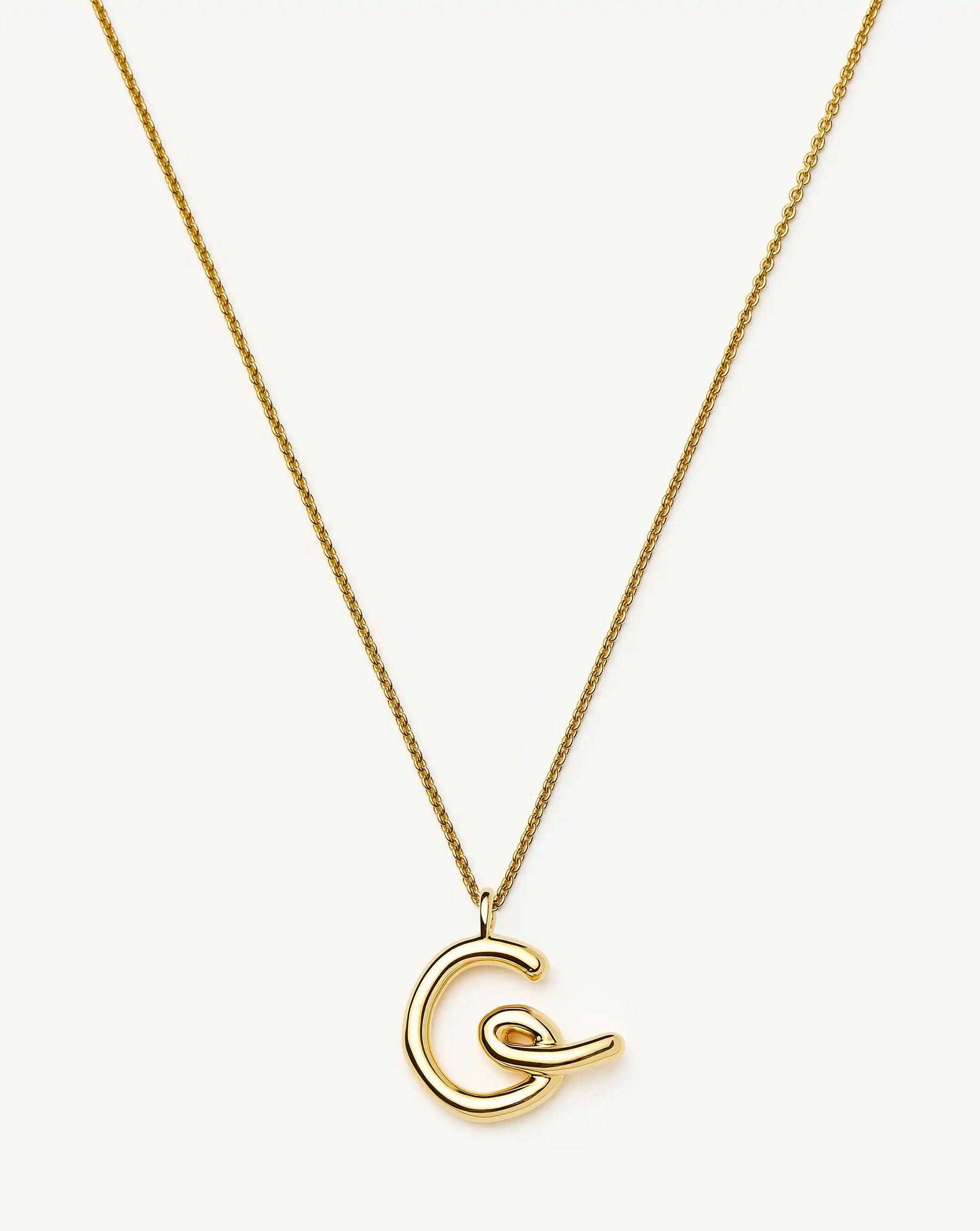 Curly Molten Initial Pendant Necklace - Initial G | 18ct Gold Vermeil Necklaces Missoma 