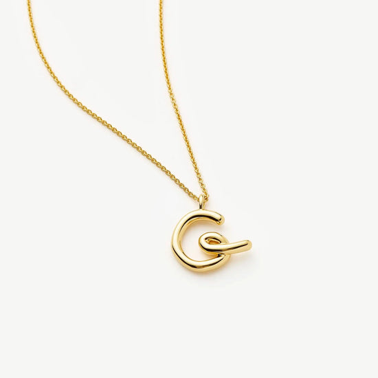 Curly Molten Initial Pendant Necklace - Initial G | 18ct Gold Vermeil Necklaces Missoma 