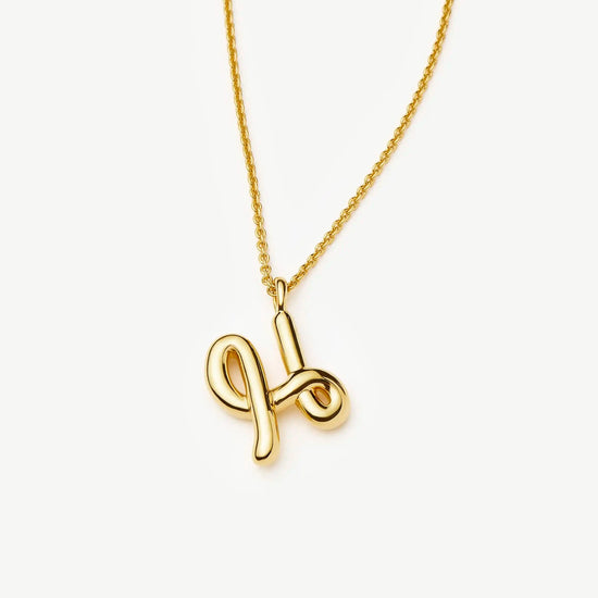 Curly Molten Initial Pendant Necklace - Initial H | 18ct Gold Vermeil Necklaces Missoma 