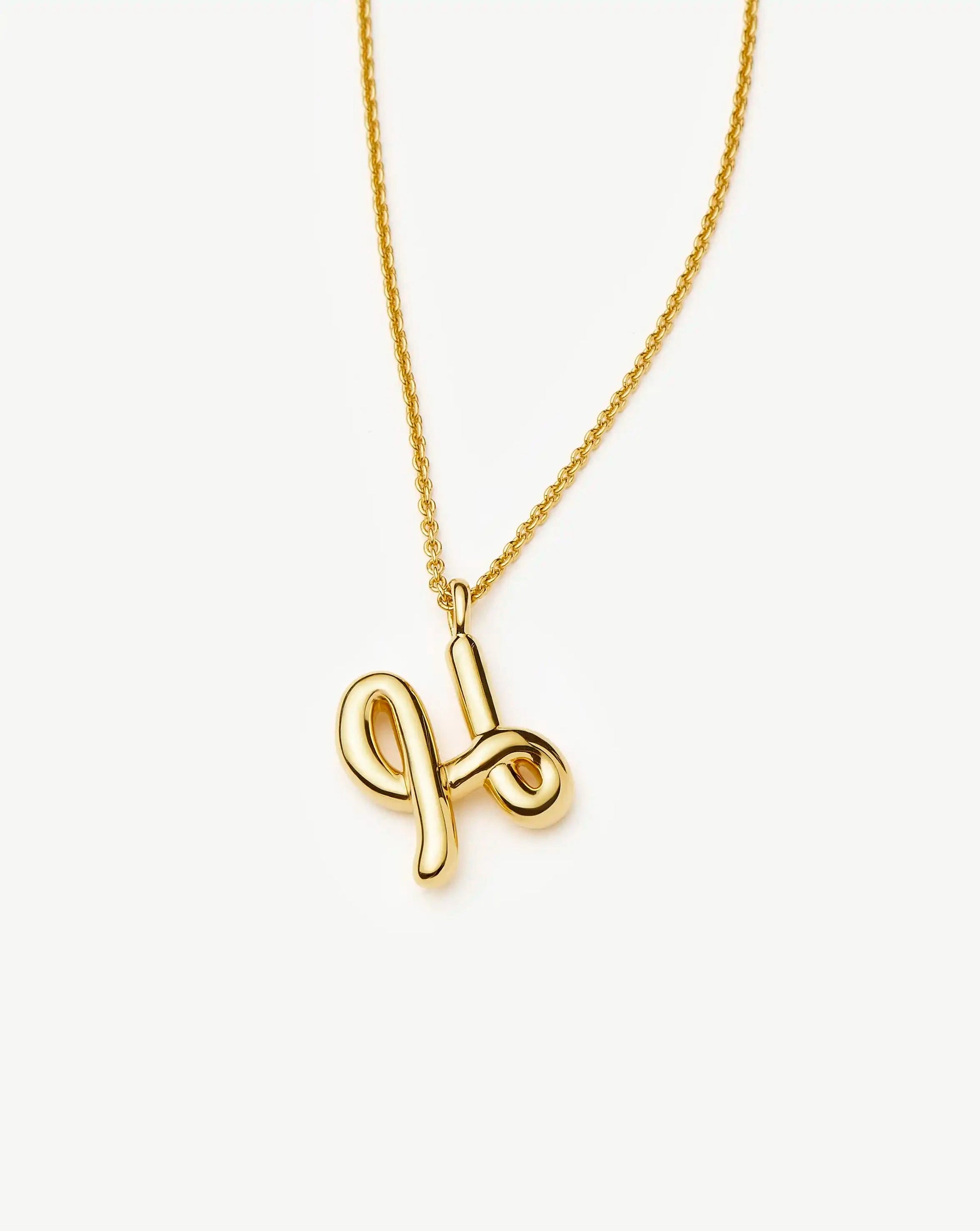 Curly Molten Initial Pendant Necklace - Initial H | 18ct Gold Vermeil Necklaces Missoma 