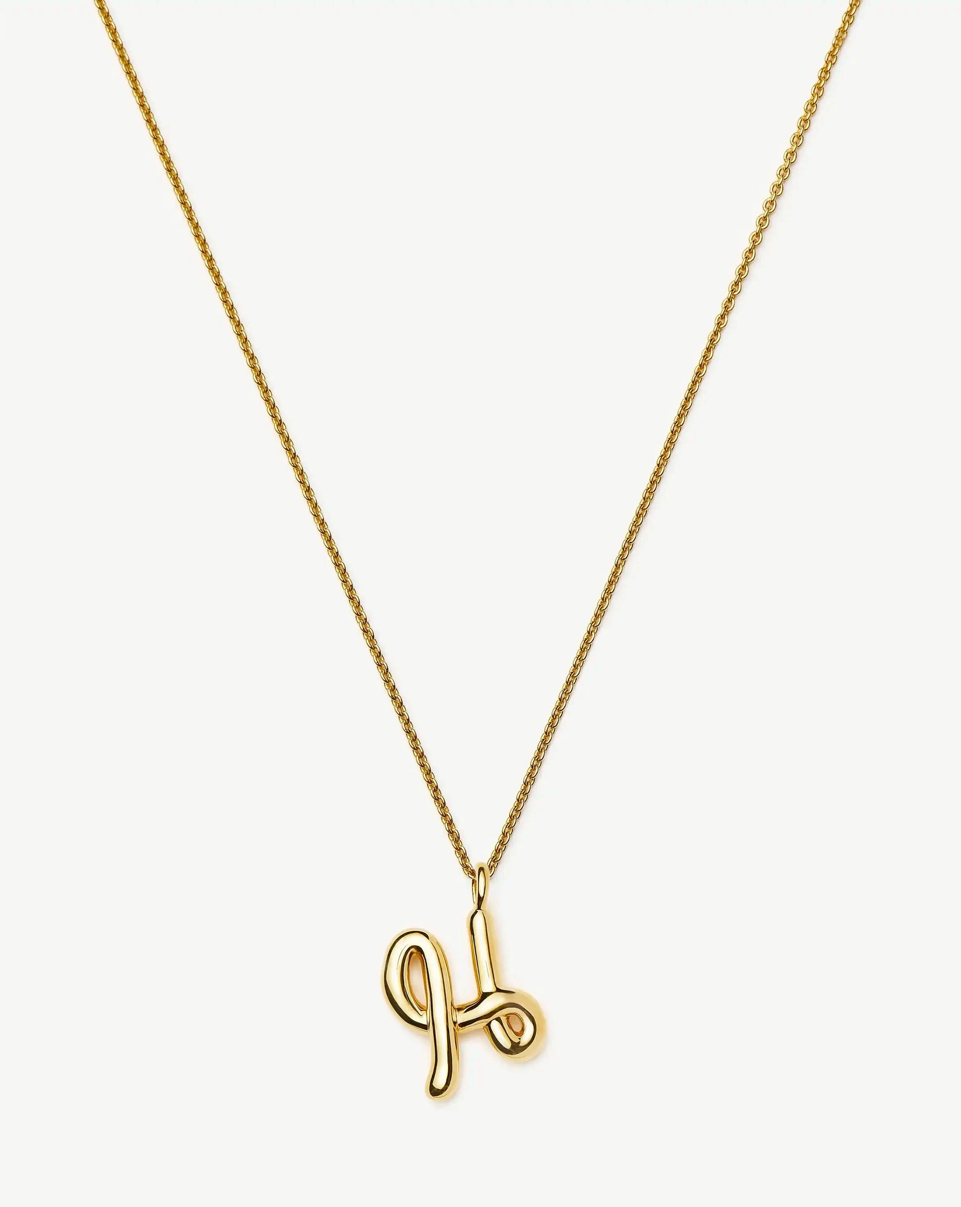 Curly Molten Initial Pendant Necklace - Initial H | 18ct Gold Vermeil Necklaces Missoma 