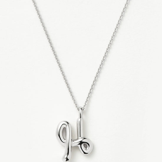 Curly Molten Initial Pendant Necklace - Initial H | Sterling Silver Necklaces Missoma 