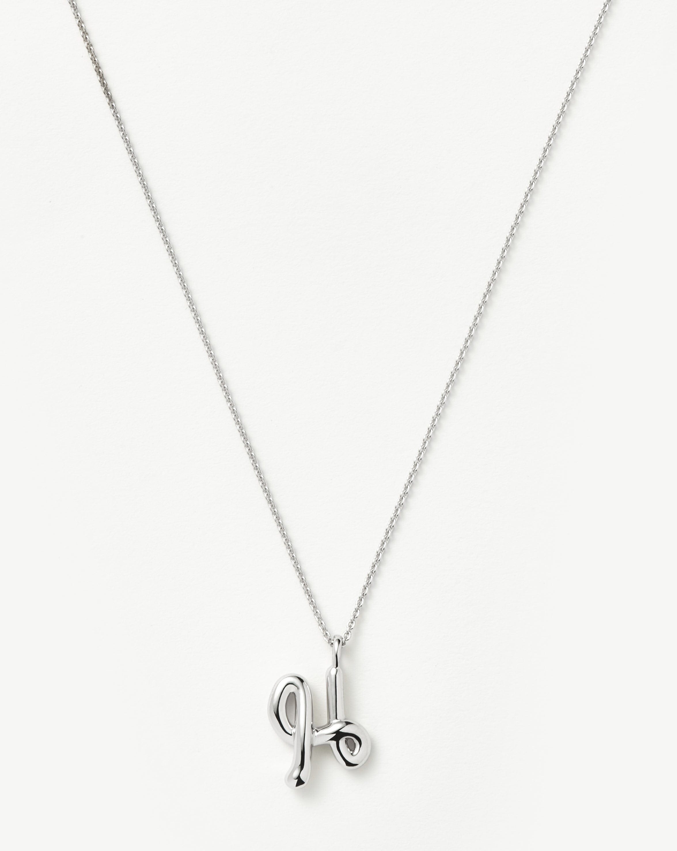 Curly Molten Initial Pendant Necklace - Initial H | Sterling Silver Necklaces Missoma 