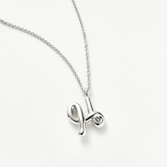 Curly Molten Initial Pendant Necklace - Initial H | Sterling Silver Necklaces Missoma 