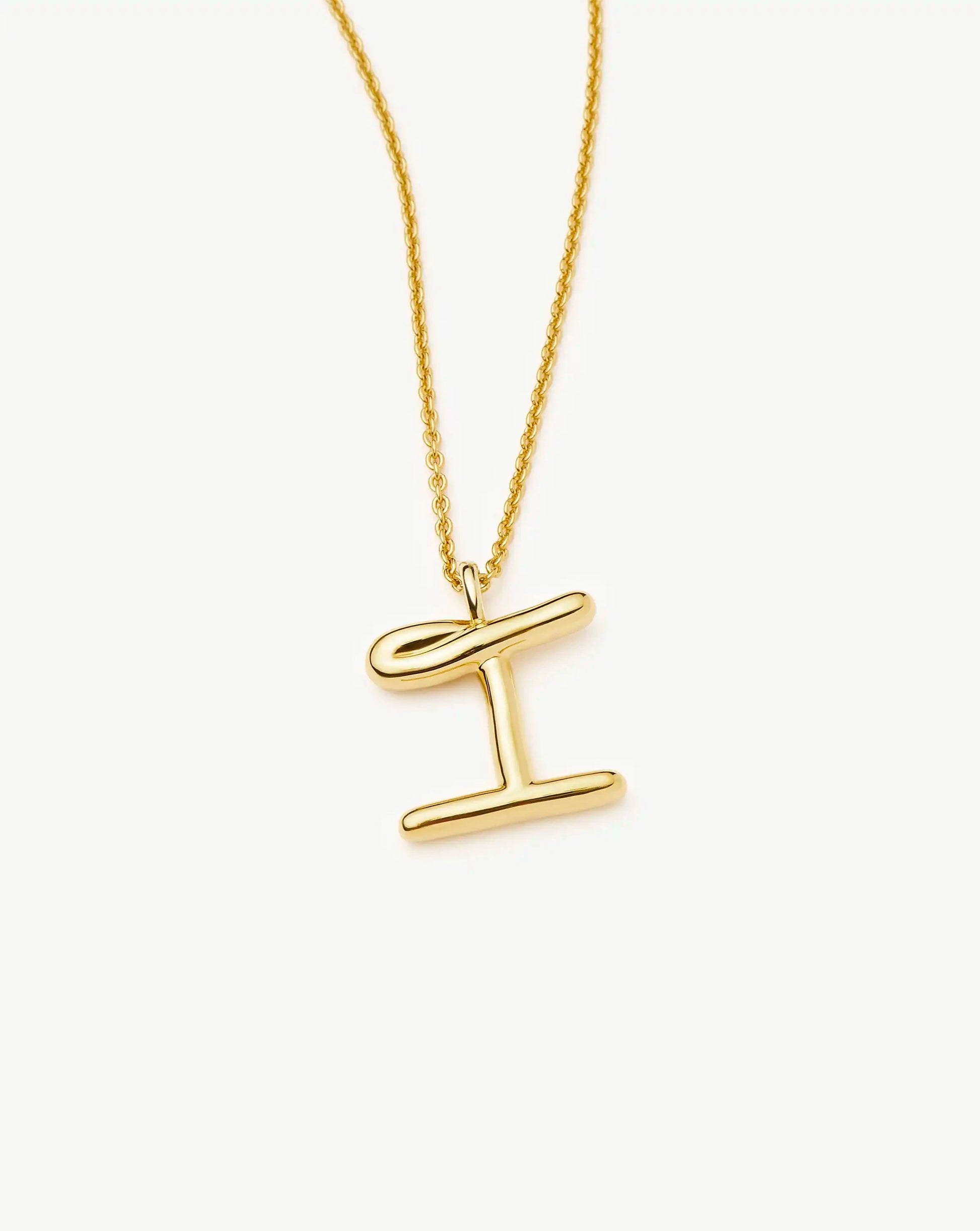 Curly Molten Initial Pendant Necklace - Initial I | 18ct Gold Vermeil Necklaces Missoma 