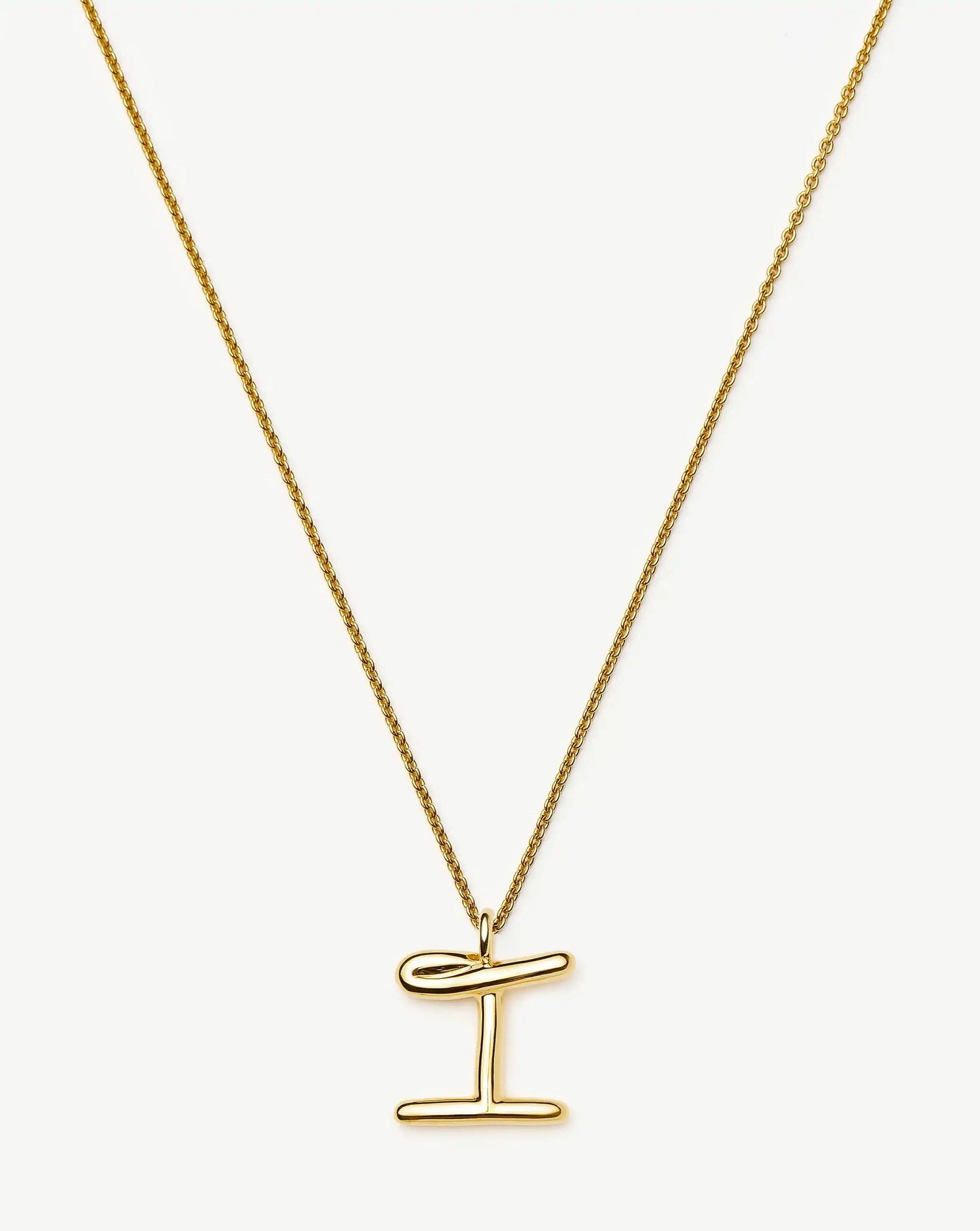 Curly Molten Initial Pendant Necklace - Initial I | 18ct Gold Vermeil Necklaces Missoma 