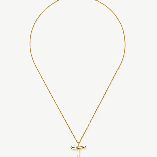 Curly Molten Initial Pendant Necklace - Initial I | 18ct Gold Vermeil Necklaces Missoma 