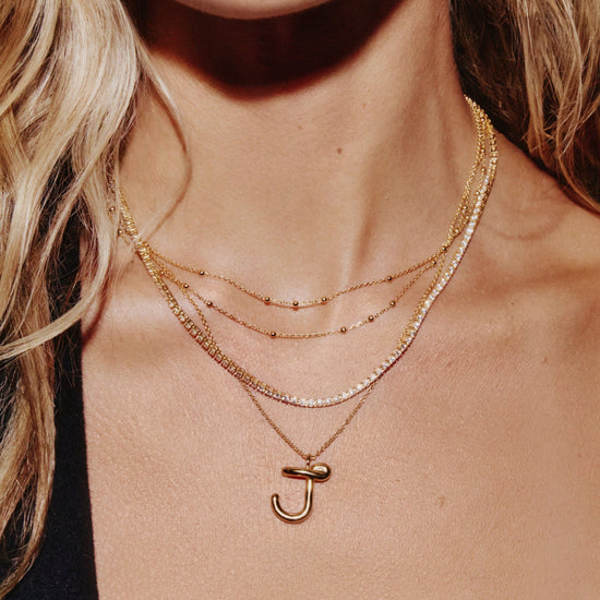 Curly Molten Initial Pendant Necklace - Initial J | 18ct Gold Vermeil Necklaces Missoma 