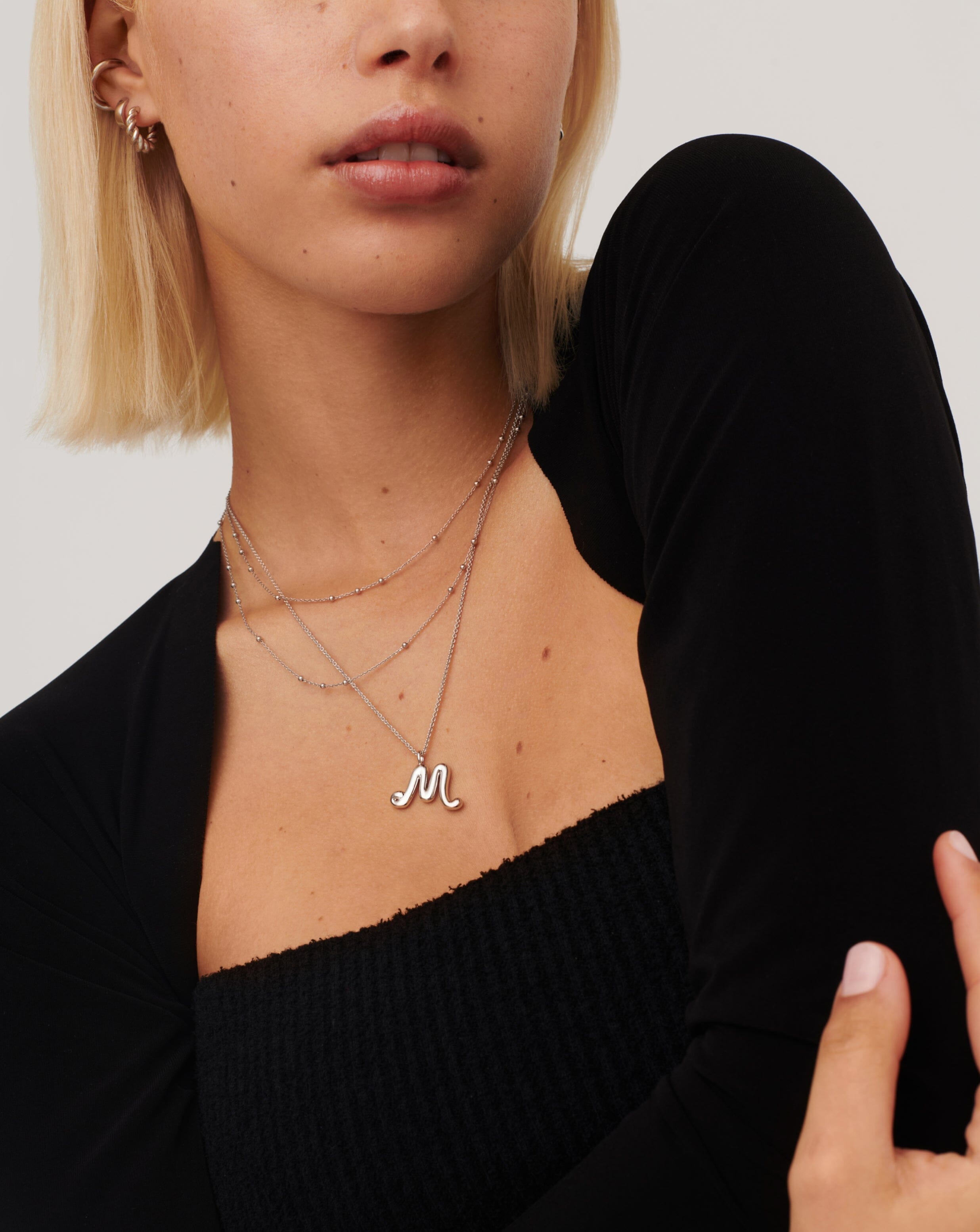 Curly Molten Initial Pendant Necklace - Initial M | Sterling Silver Necklaces Missoma 