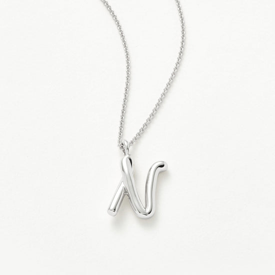 Curly Molten Initial Pendant Necklace - Initial N | Sterling Silver Necklaces Missoma 